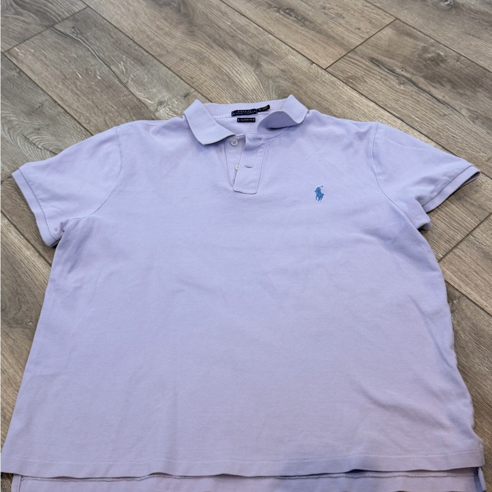 Ralph Lauren Lavender Polo with Blue Pony Embroidery